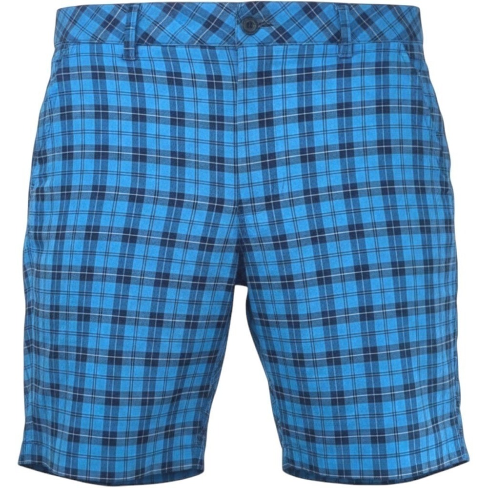 Under Armour Golf Shorts Mens 30 Blue Plaid Performance Flat Front Polyester